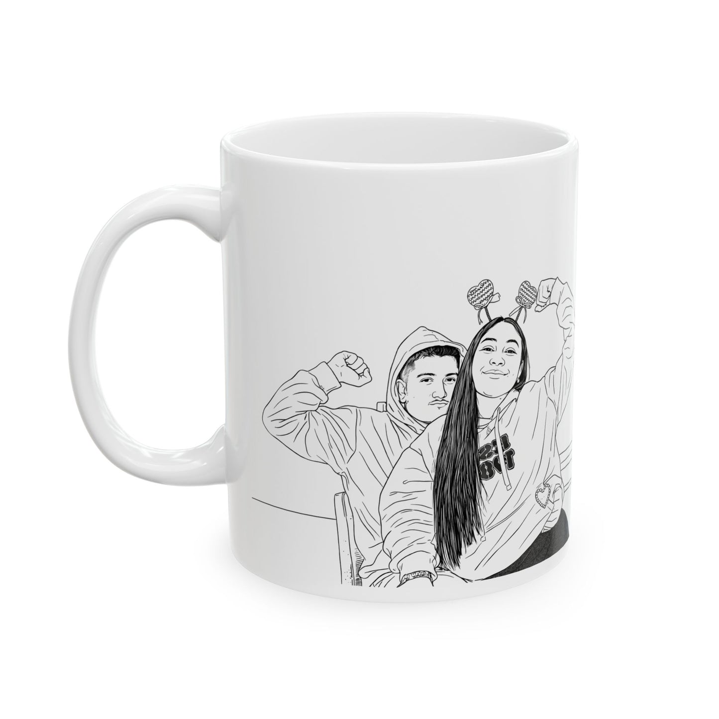 Taza personalizada con retrato fotográfico de arte lineal