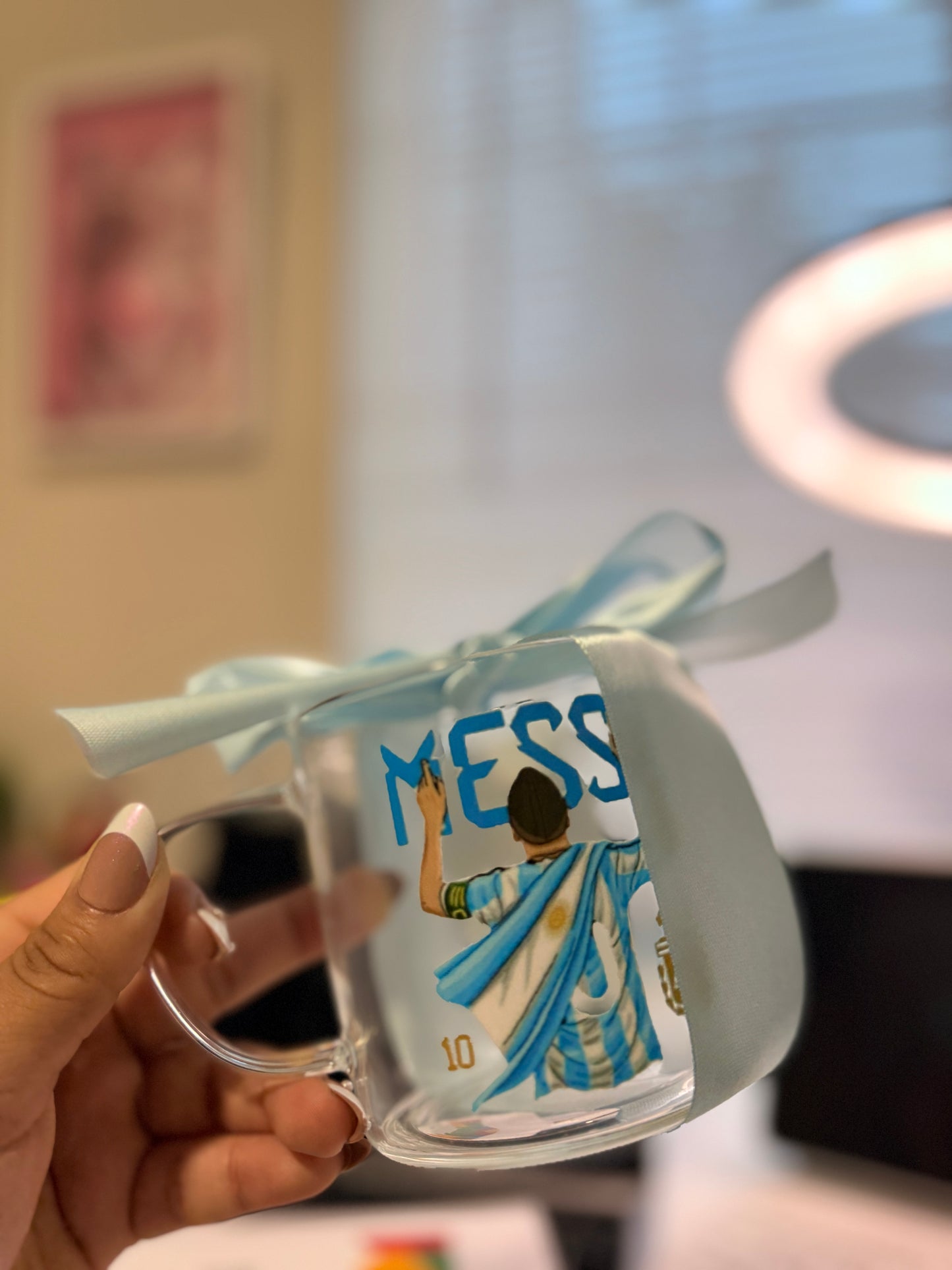 🩵Taza de Vidrio Messi Campeón 🩵