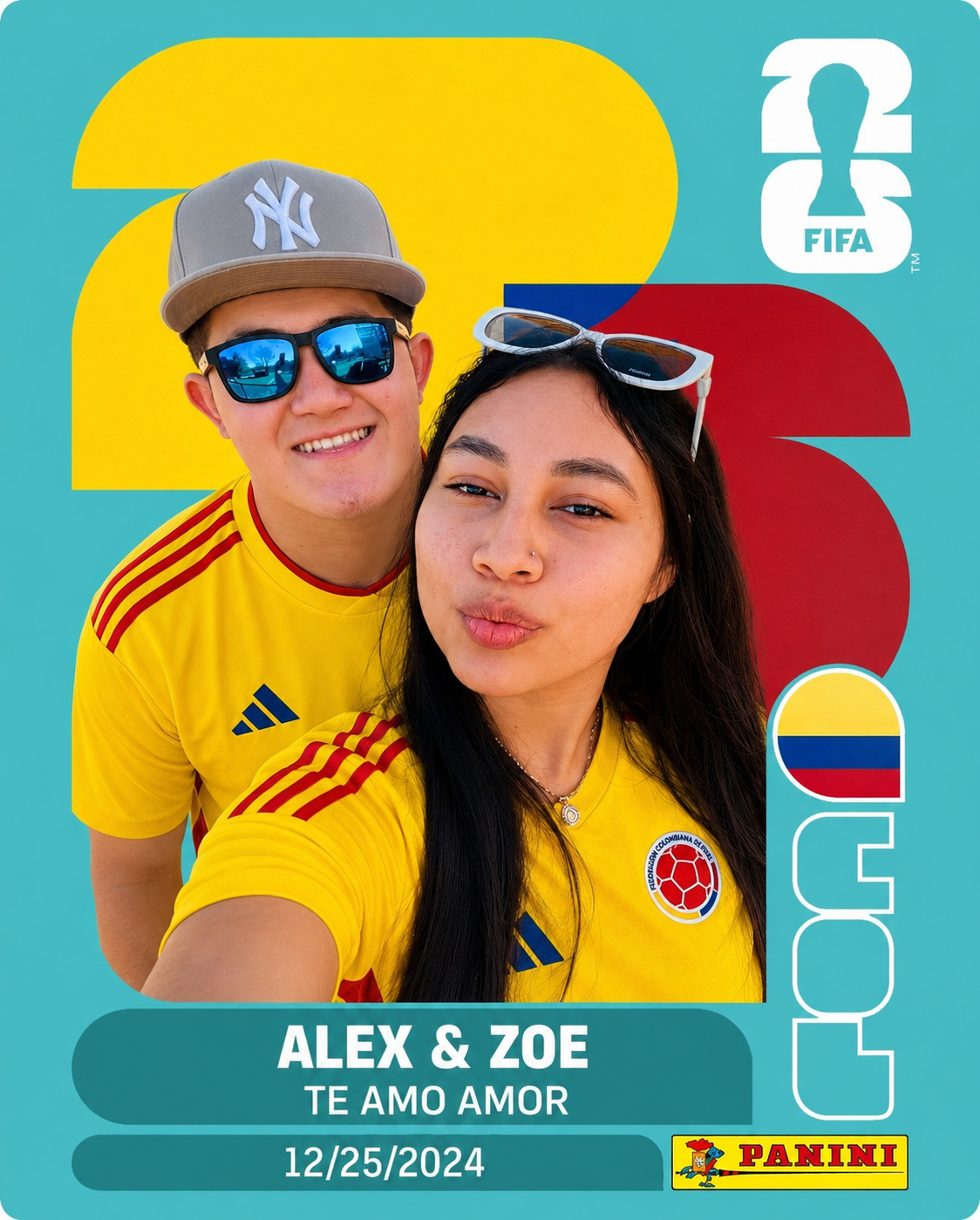 🏆✨Cuadro Mundialista + 2 tarjetas panini personalizadas ✨🏆