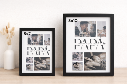 Marco de fotos personalizado para papá con 5 fotos + tarjeta gratis - Marco de fotos personalizado para el Día del Padre.