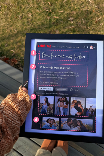 Personalized Netflix-Style Frame | Photo with Custom Message and 4 Personalized Photos | Unique Gift
