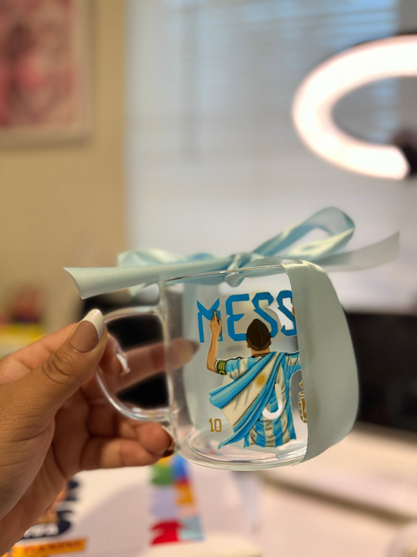 🩵Taza de Vidrio Messi Campeón 🩵