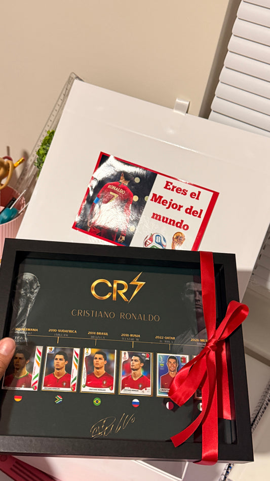 Cuadro Cristiano Ronaldo Mundiales 8x10 | Colección de Stickers CR7 6 mundiales 💌🏆⚽️