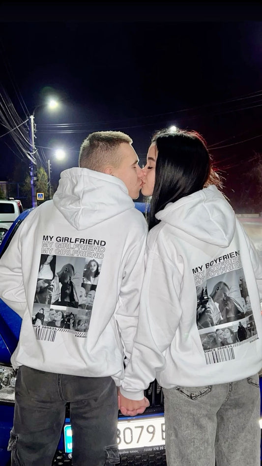 Personalized Couple Hoodie – My Girlfriend & My Boyfriend Photo Hoodie