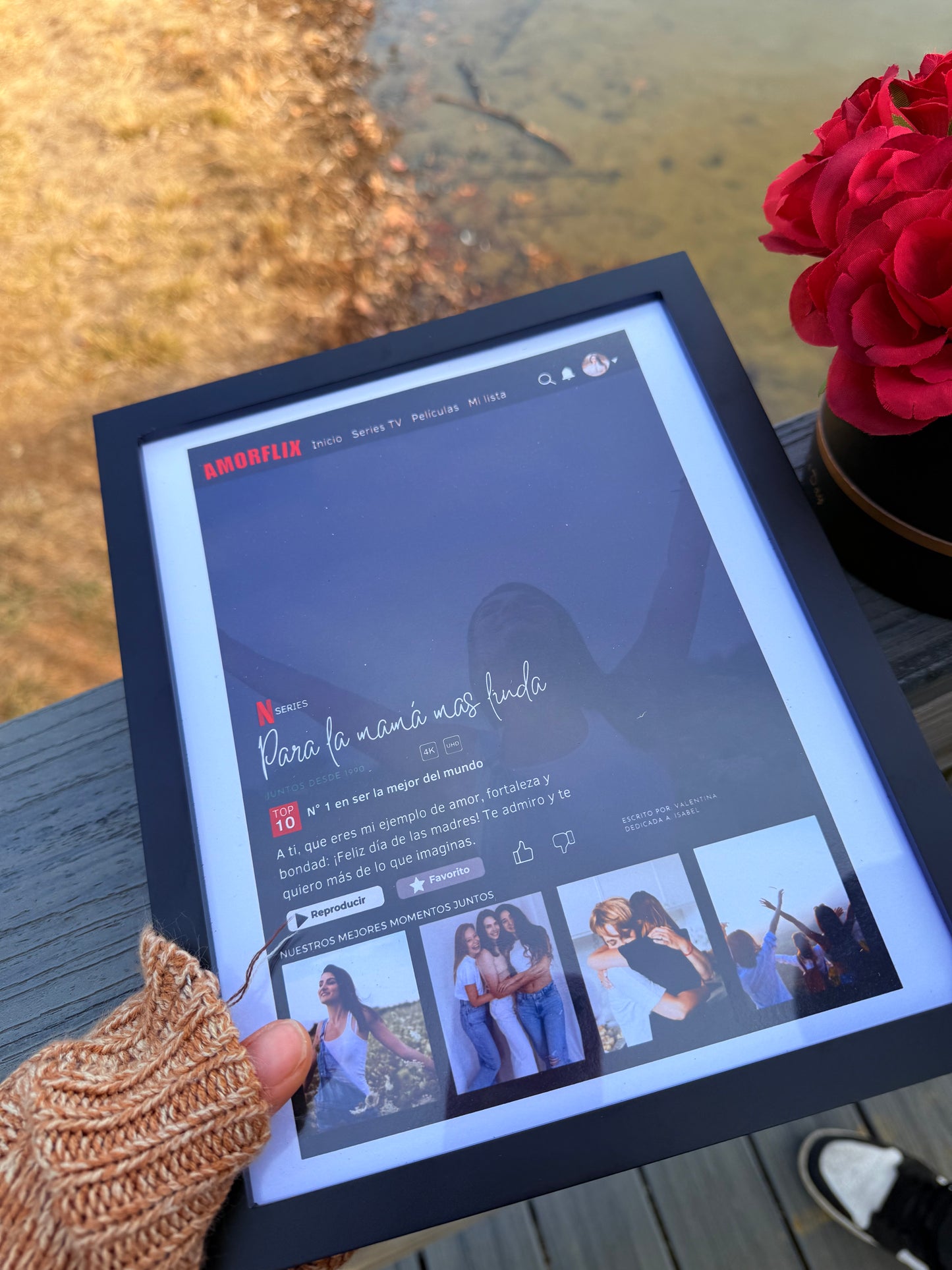 Personalized Netflix-Style Frame | Photo with Custom Message and 4 Personalized Photos | Unique Gift