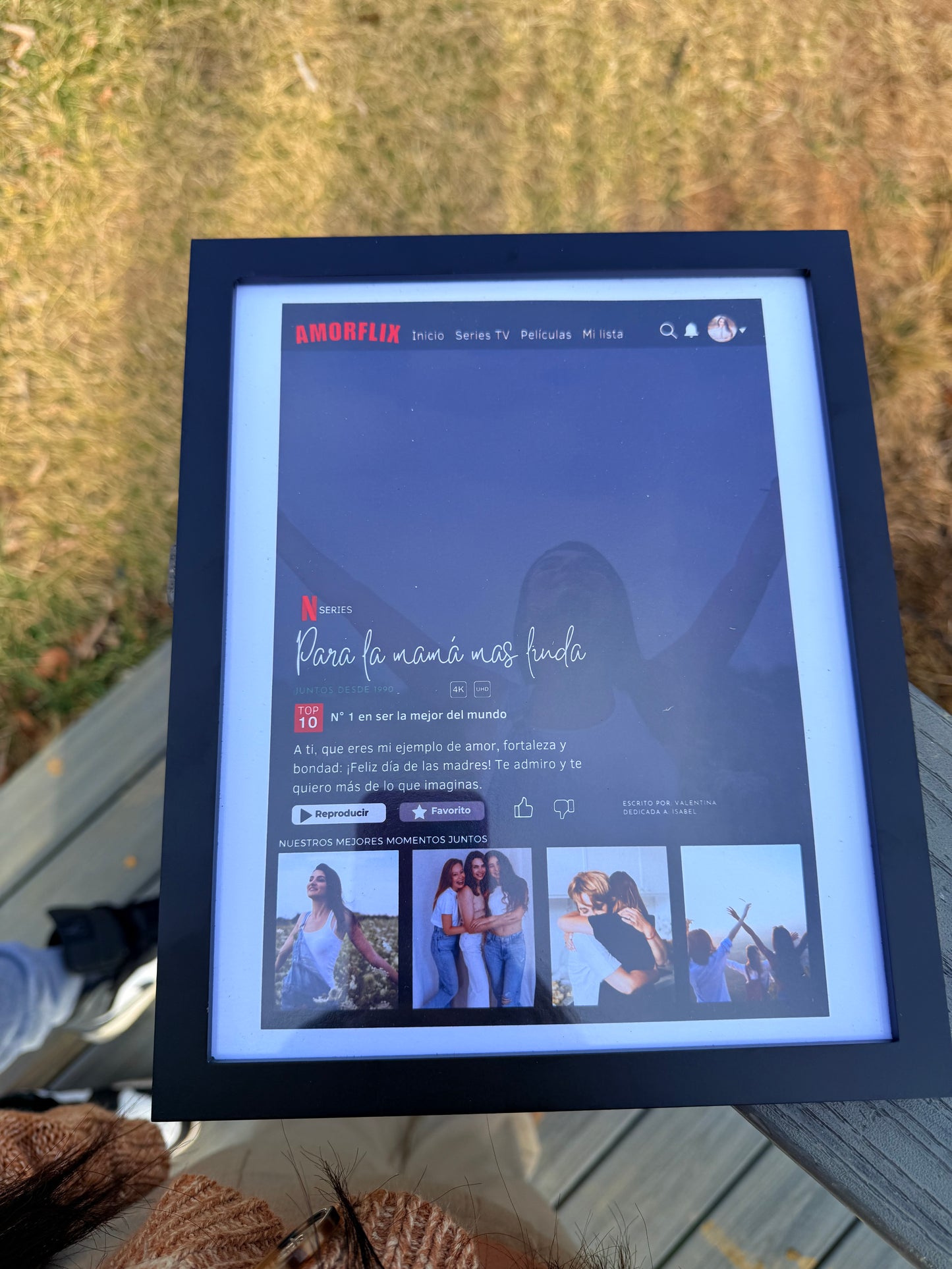 Personalized Netflix-Style Frame | Photo with Custom Message and 4 Personalized Photos | Unique Gift