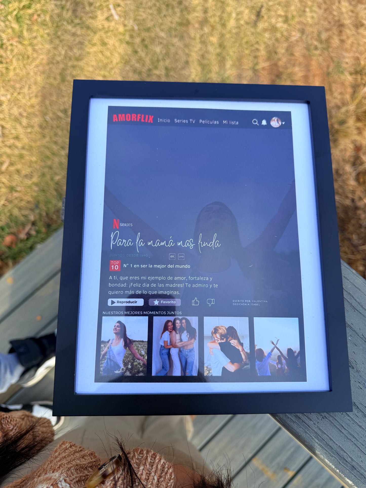 Personalized Netflix-Style Frame | Photo with Custom Message and 4 Personalized Photos | Unique Gift